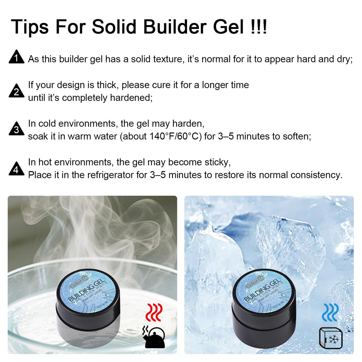 3D Nail Sculpting Gel Kit, Clear & Black Solid Builder Gel