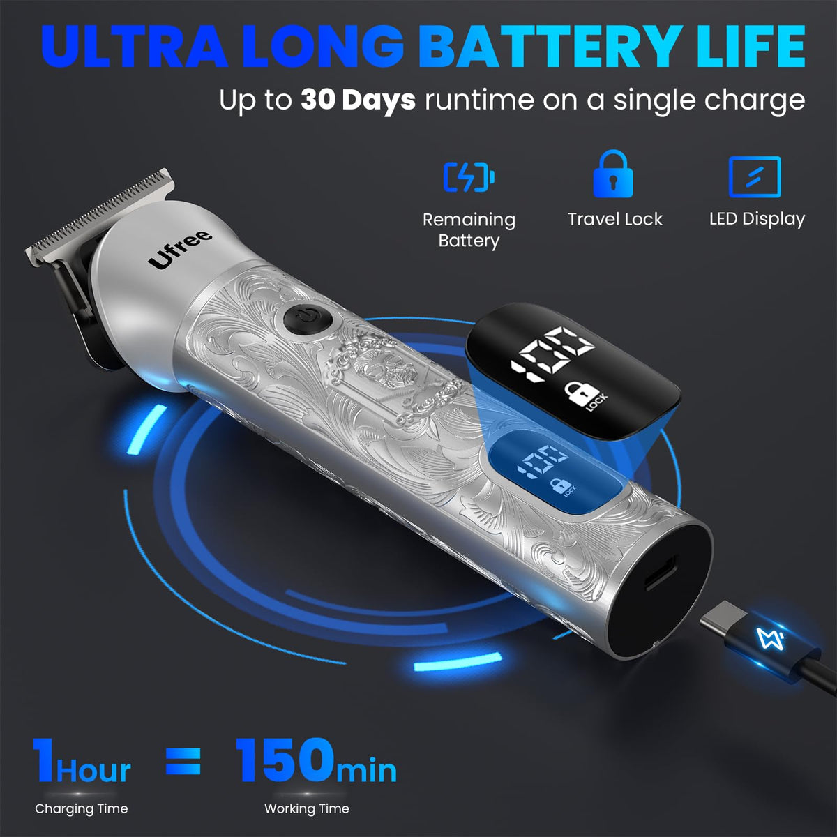 Ufree Professional Beard Trimmer for Men, Electric Shaver Razor, Men Gift