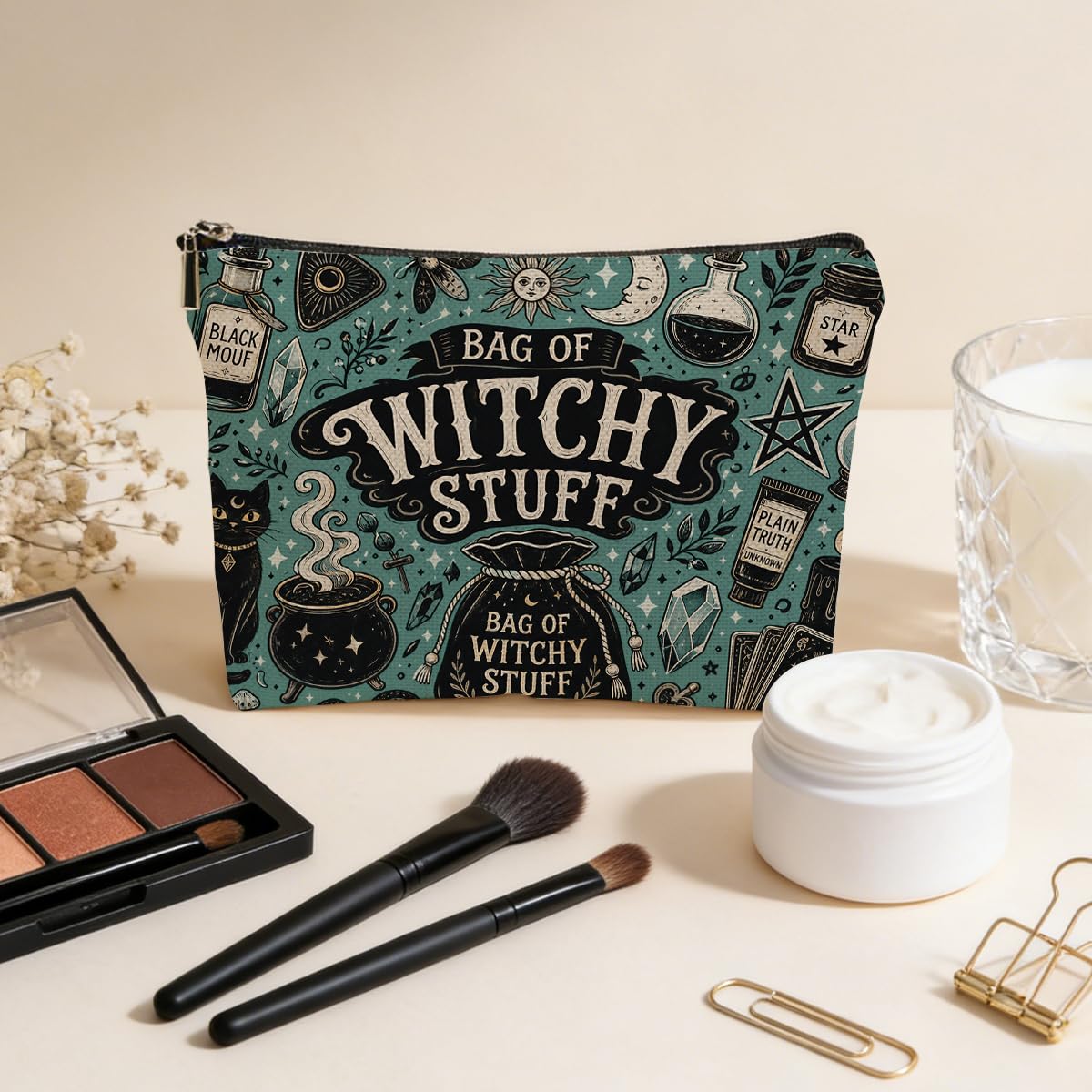 Funny Poisons Makeup Bag, Witchy Gifts Cosmetic Bag Travel Toiletry Bags