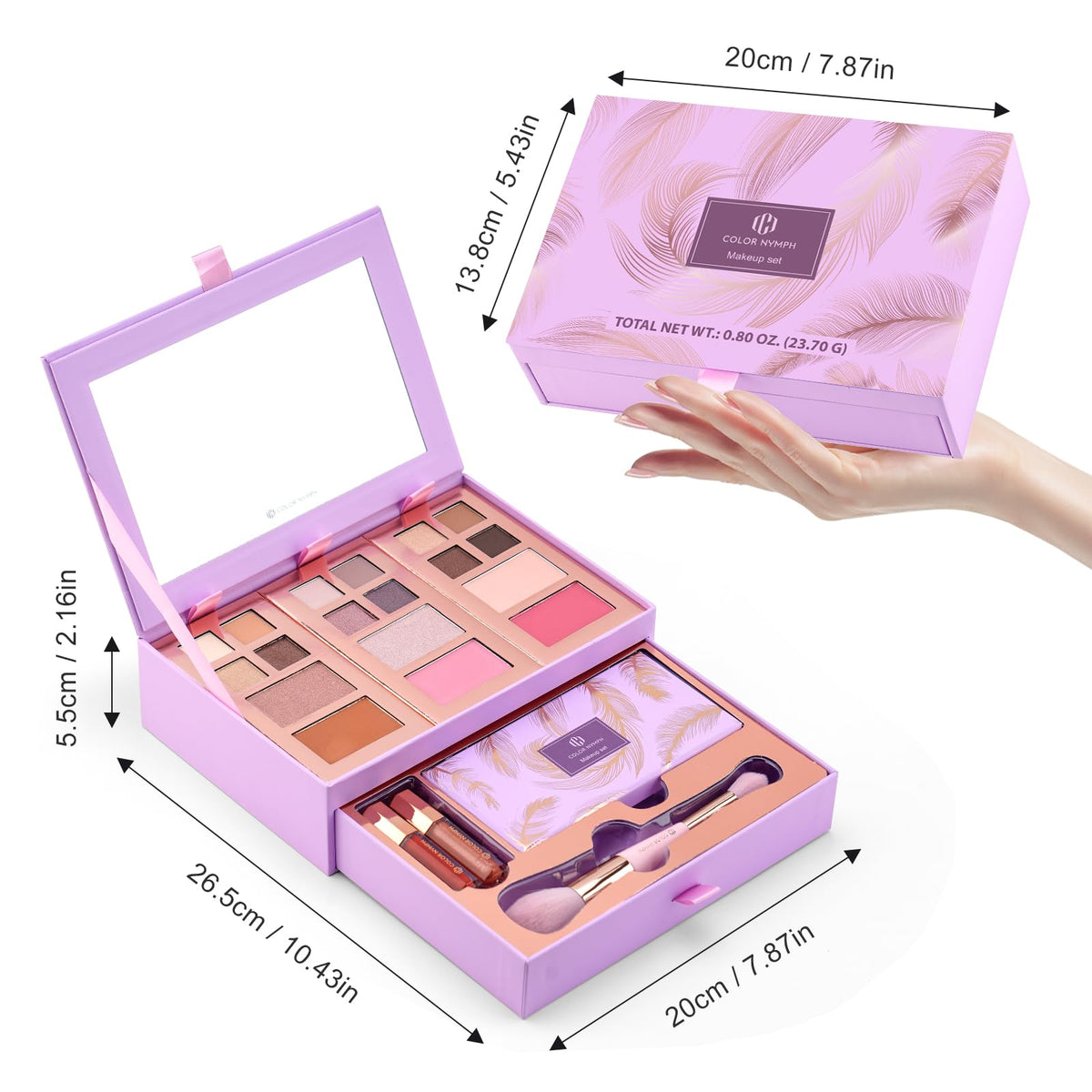 Color Nymph Makeup Kit for Teens Girls Beginners Travel Make up Set Green