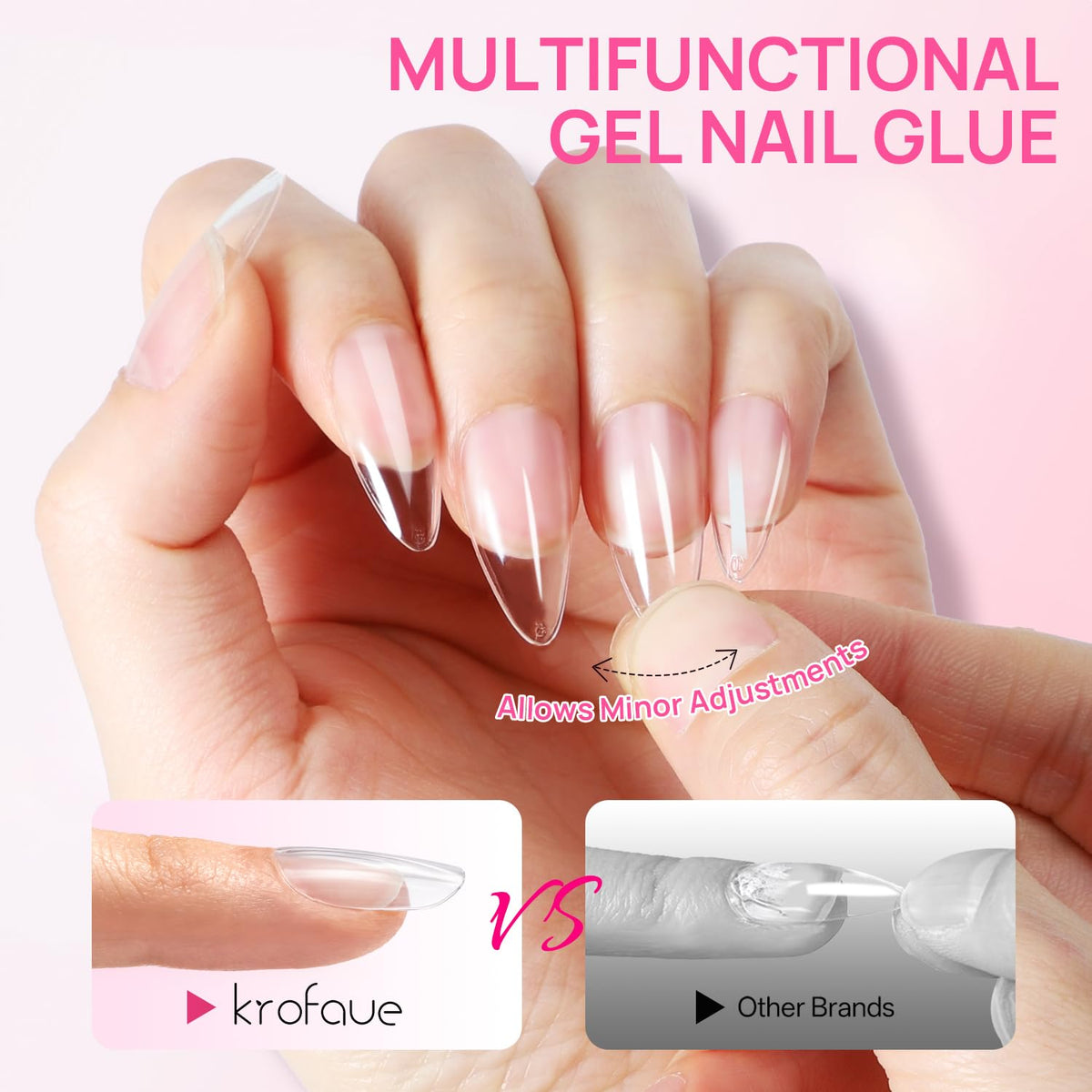 krofaue Extra Long Stiletto Nail Tips - False Clear Nais