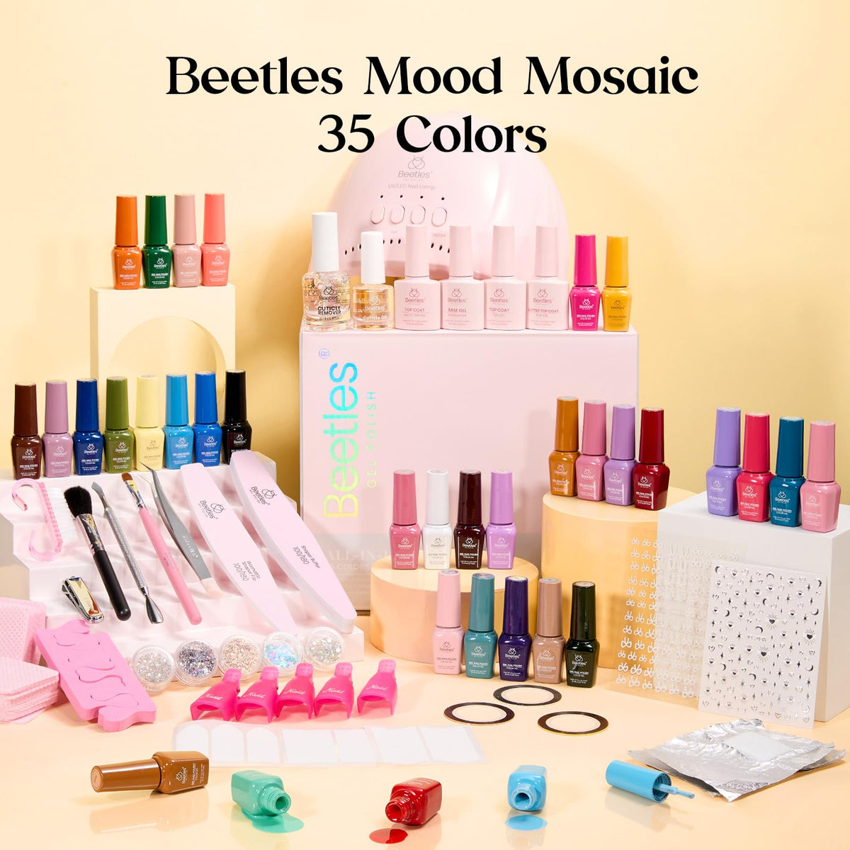 Beetles Gel Nail Polish Set, 63 PCS 55 Colors Gel Polish Kit with Base Coat