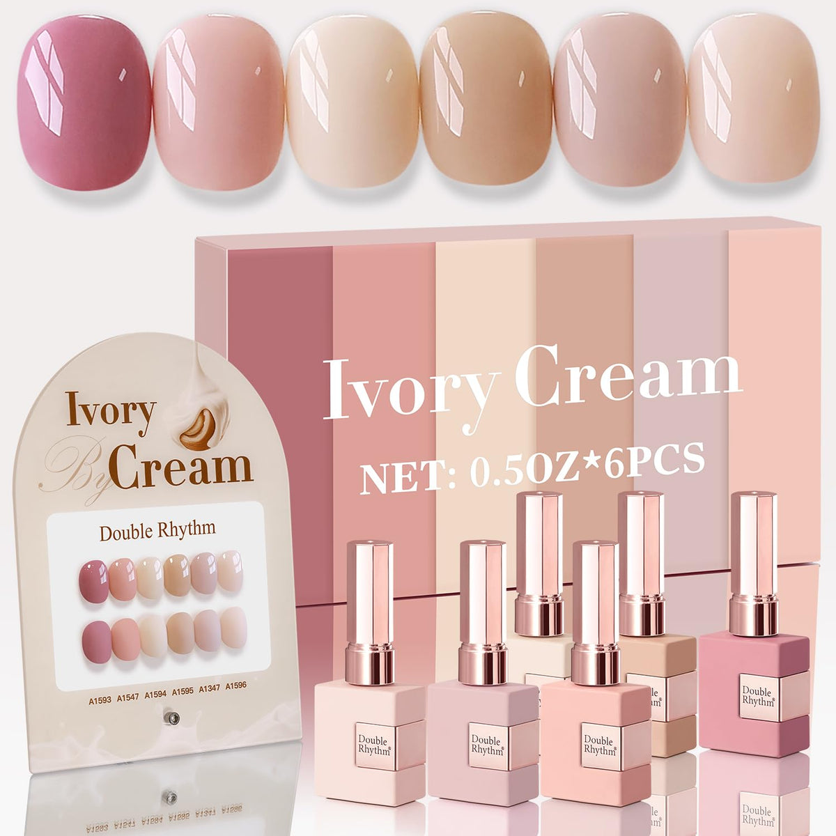 Double Rhythm 6 Pcs 15 ML Gel Polish Set Same Color Same Bottle Soak Off Gel Polish Kit Nail Art Manicure Salon DIY at Home for Women (Dark Light Brown Orange Maroon-T6-6)