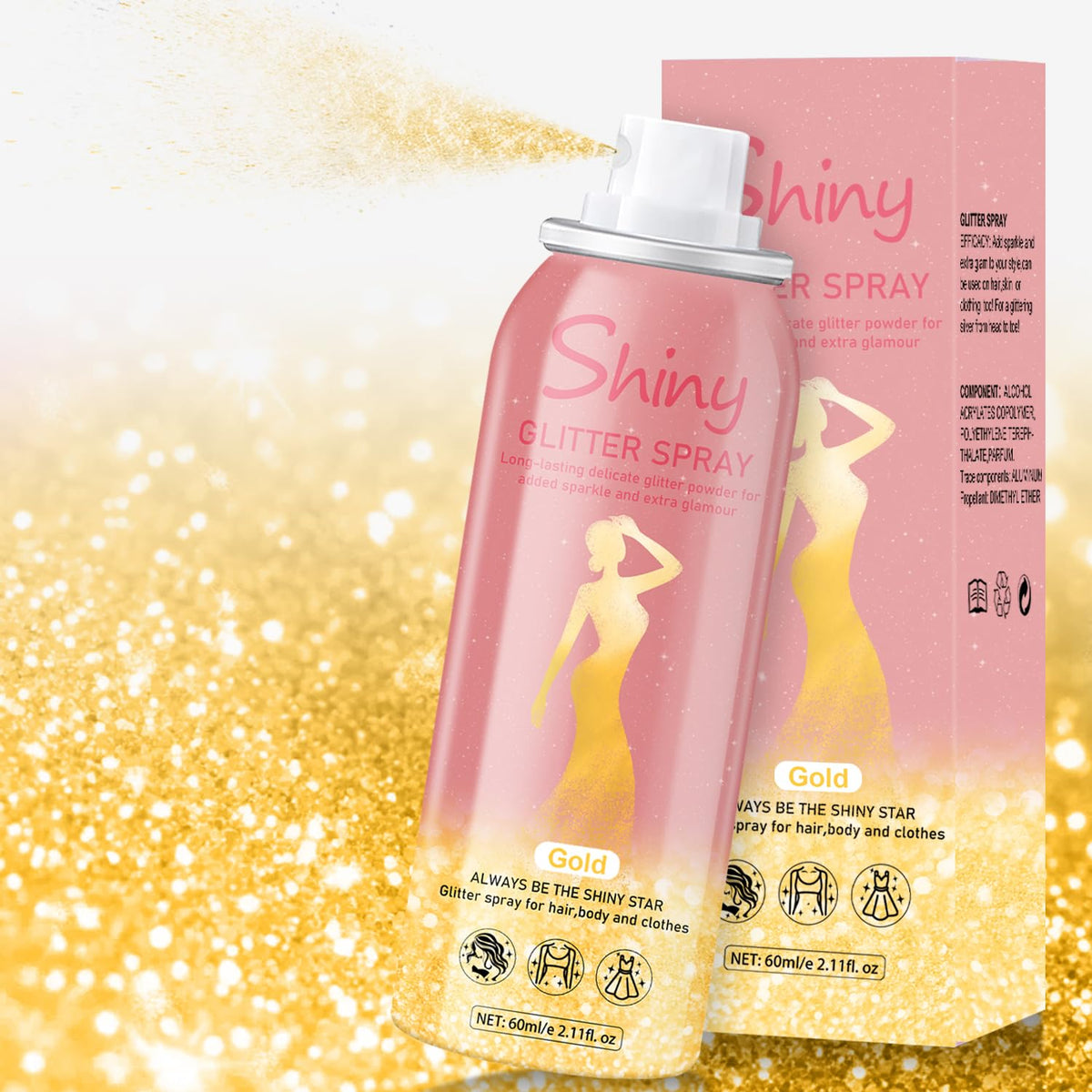 Scarman Hair and Body Glitter Spray, 1PC Glint-Rainbow Hairspray Powder