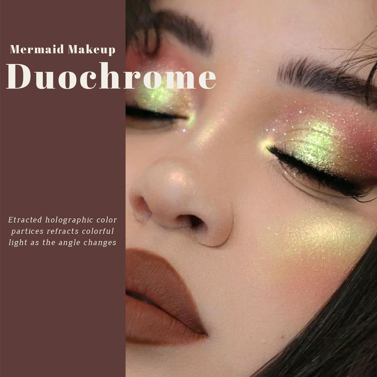 Noerrors Duochrome Plum Mauve Green Blue Glitter Eyeshadow Palette, Holographic Chameleon Rich Color Shimmer Metallic Eye Shadow, Color Shift Sparkle Iridescent Eye Brightener Fairy Makeup for Rave#02