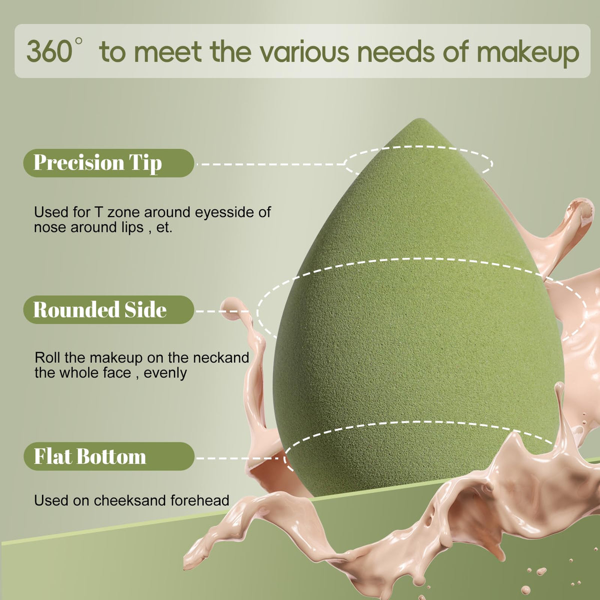 Makeup Sponge Set BS-MALL Triangle Puff 14PCS Non-Latex Beauty Blender Sponges with Travel Case, Soft Makeup Puff for Foundation, Concealer, Cream & Powder, Face & Eye Blending for Sensitive Skin