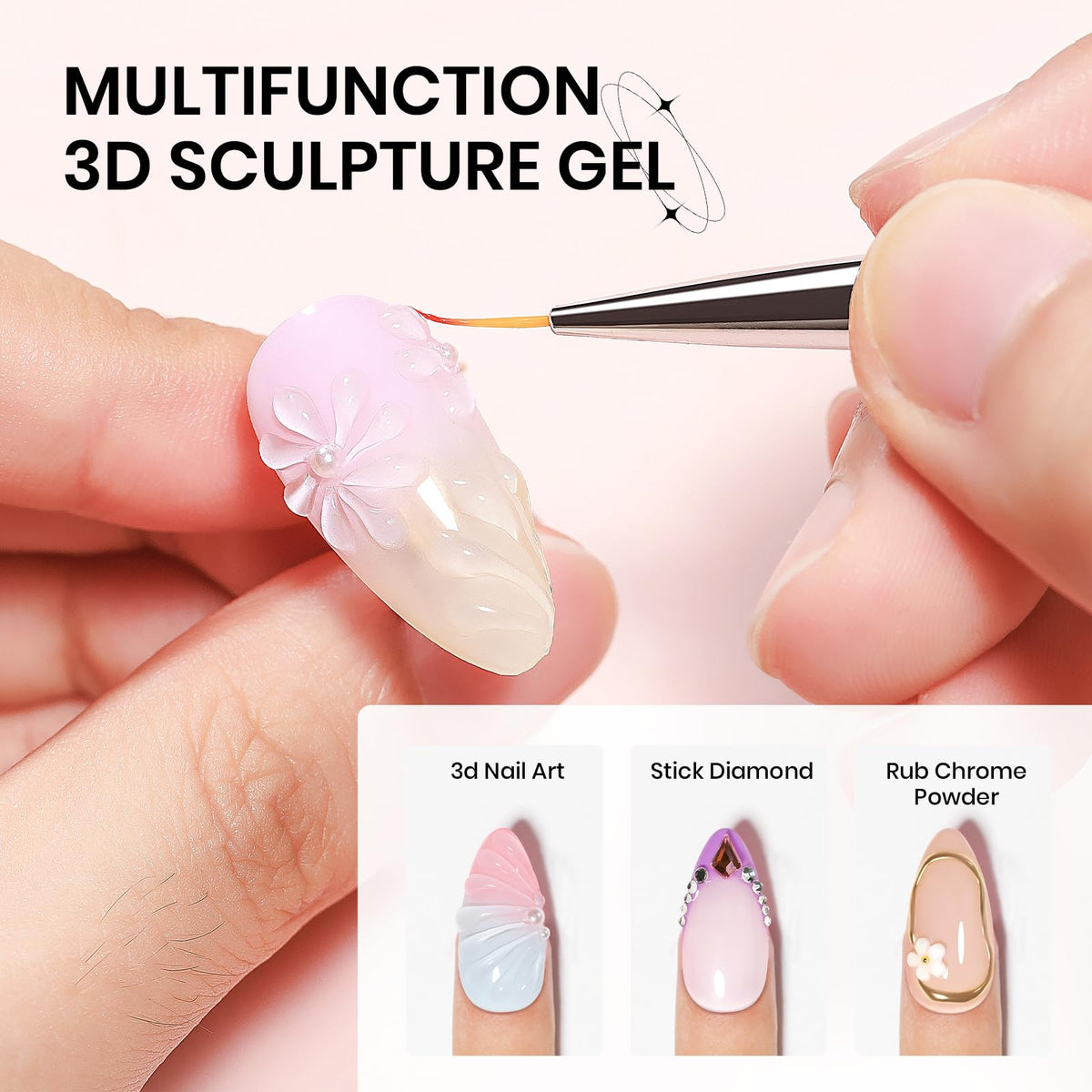 3D Gel for Nail Art, Clear 3d Sculpting Gel for Nail Art