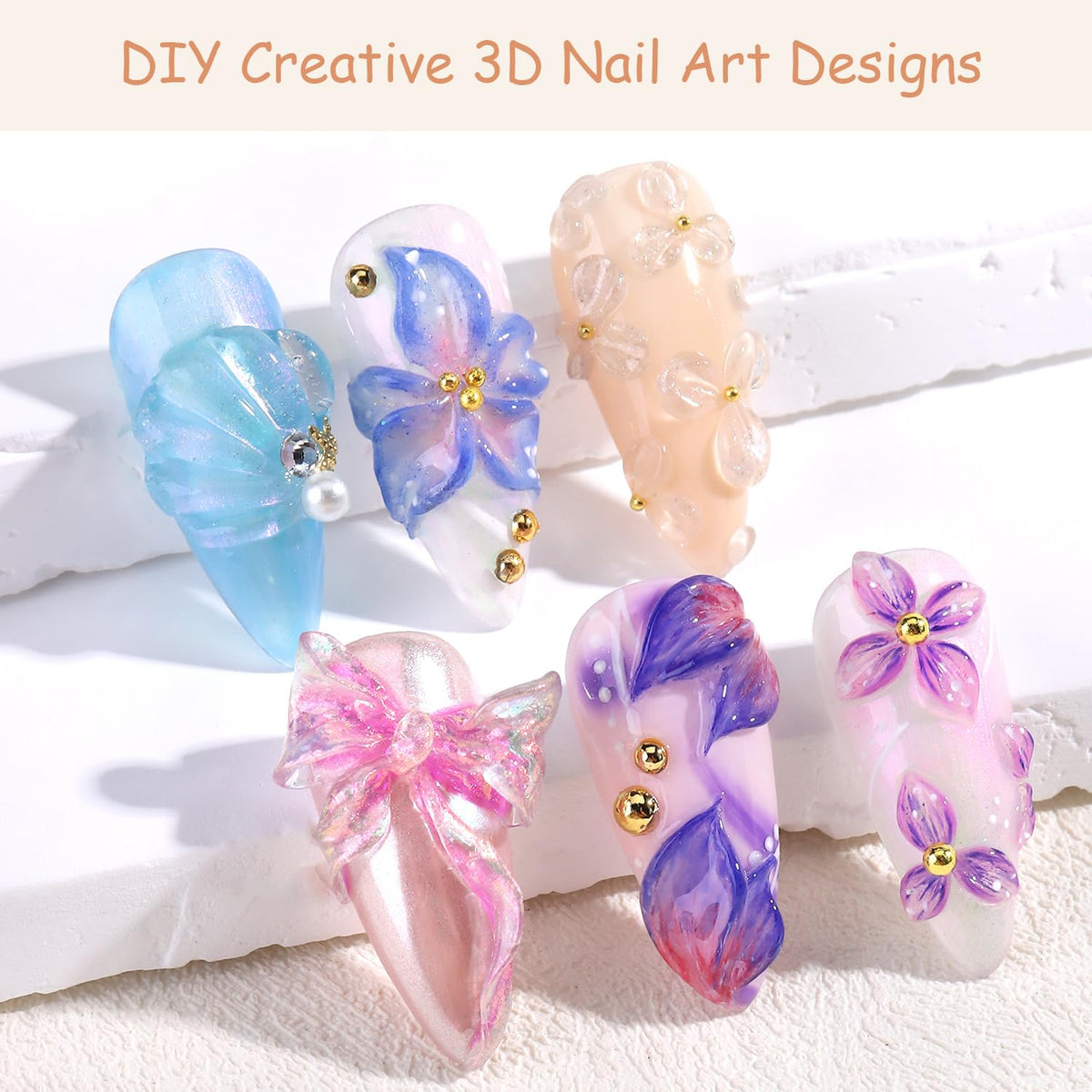 3D Nail Sculpting Gel Kit, Clear & Black Solid Builder Gel
