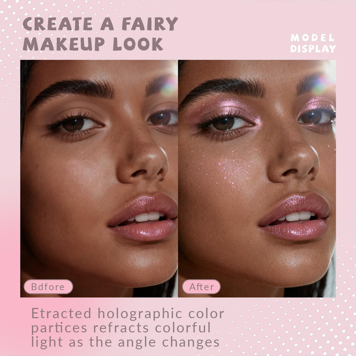 HOSAILY Holographic Duochrome Blue Glitter Eyeshadow, Color Shift Metallic Shimmer Eyeshadow Palette, Chameleon Sparkle Inner Corner Eye Highlighter, Iridescent Eye Shadow Palette Fairy Makeup#04