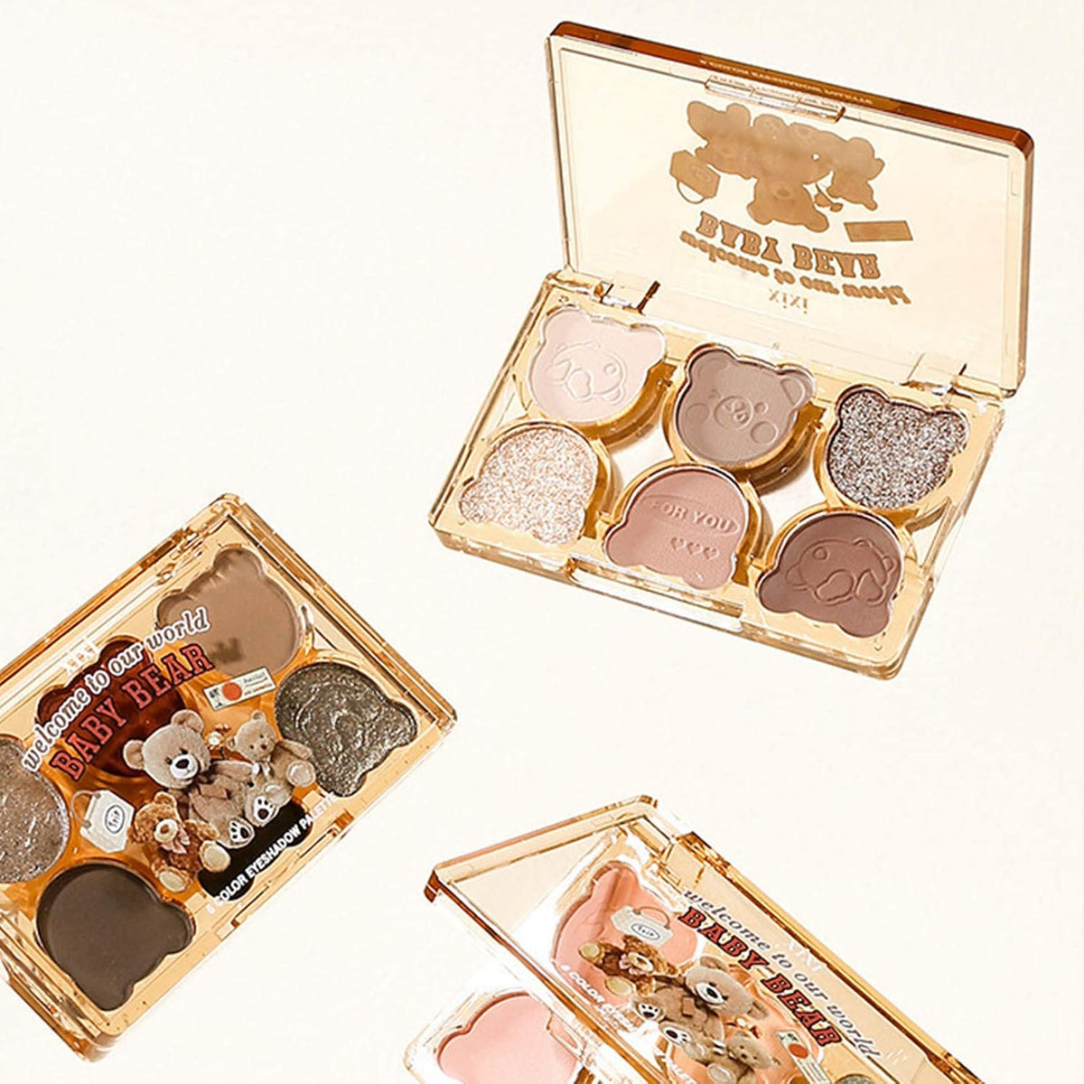 6 Color Eyeshadow Palette Matte & Shimmer Eyeshadows Blendable & Long Lasting Eye Shadow Blendable & Buildable Eye Makeup Cute Bear outer packaging
