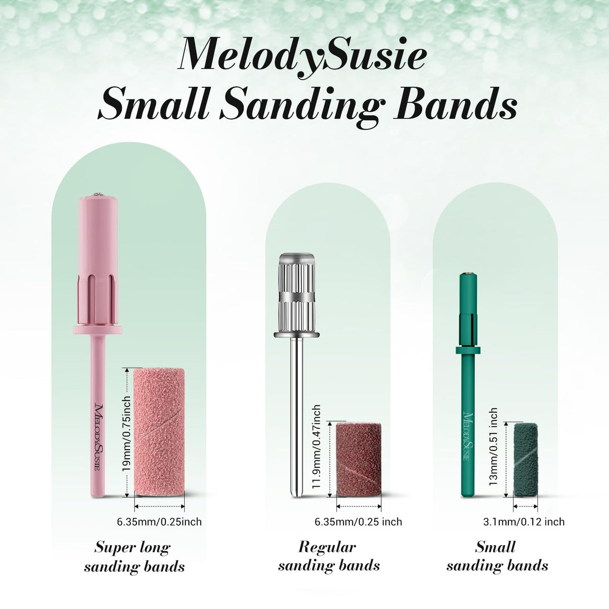 MelodySusie 120 Pcs Nail Drill Bits Small Sanding Bands for 3.1mm Mandrel Bit, 180 Fine Grit Nail File for Acrylic Nails Gel Manicures and Pedicure, Pink (Only Sanding Bands)