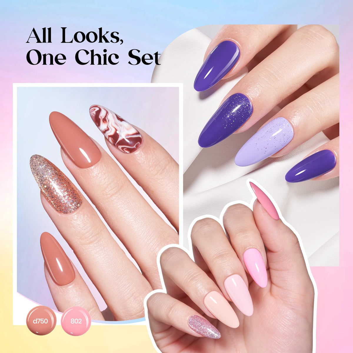 Beetles Gel Nail Polish Set, 63 PCS 55 Colors Gel Polish Kit with Base Coat