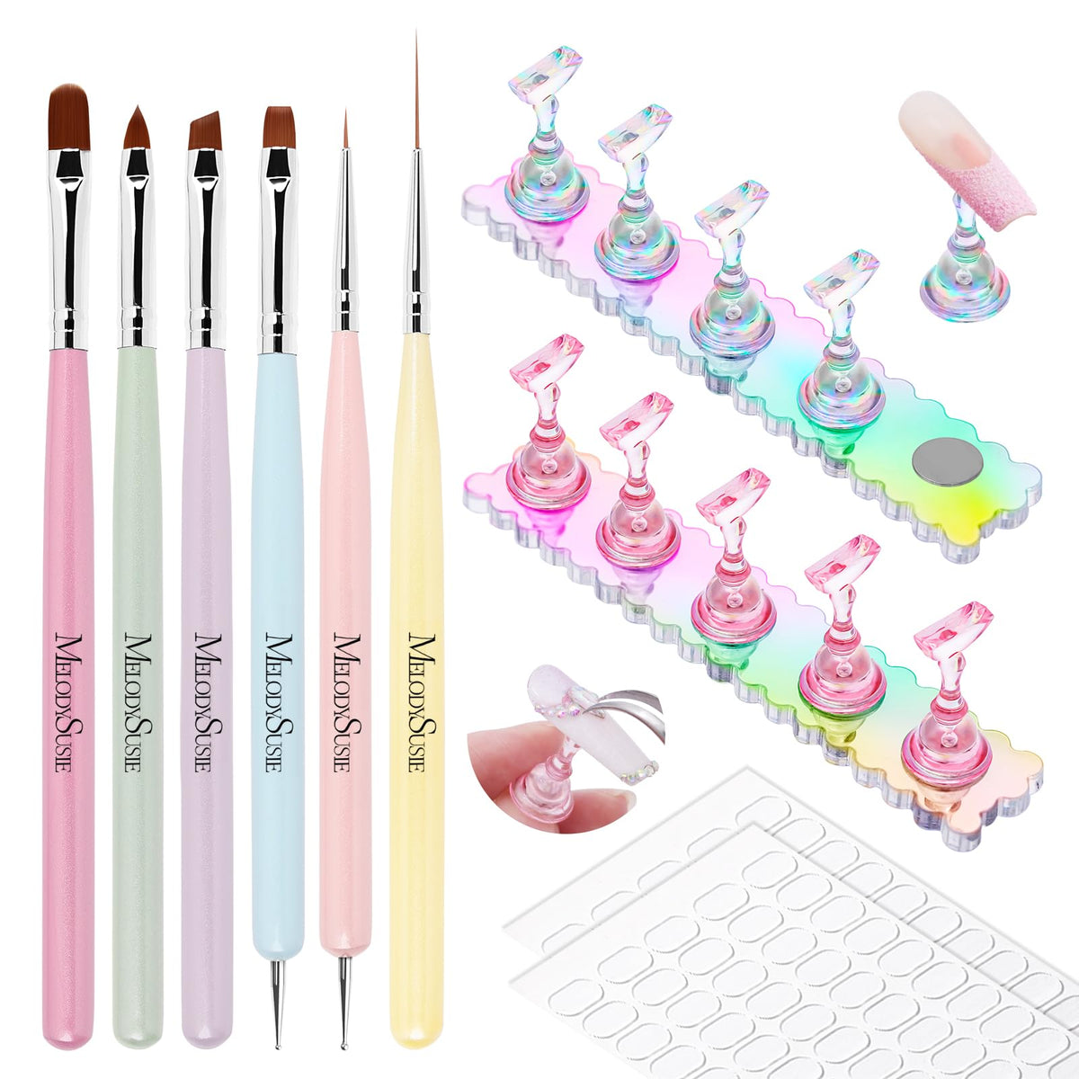 MelodySusie Nail Art Brushes Set, 6pcs Nail Art Design Pen Painting Tools