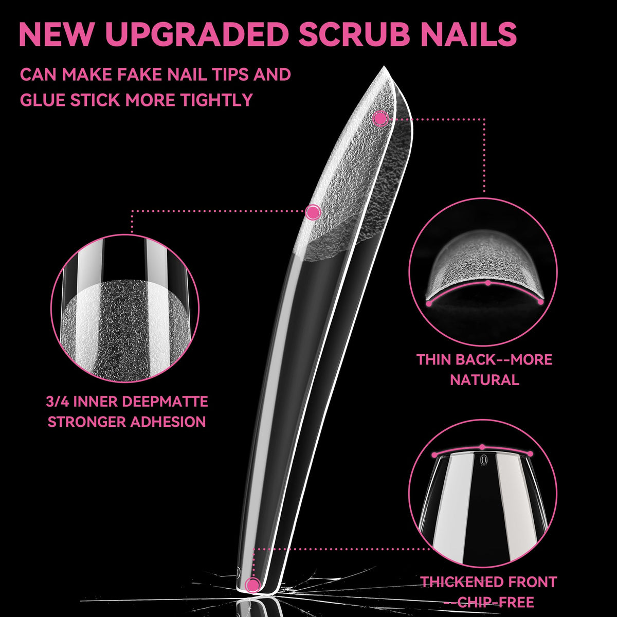 UNA GELLA Square Nail Tips XXL Long Half Cover Gel Tips 120PCS