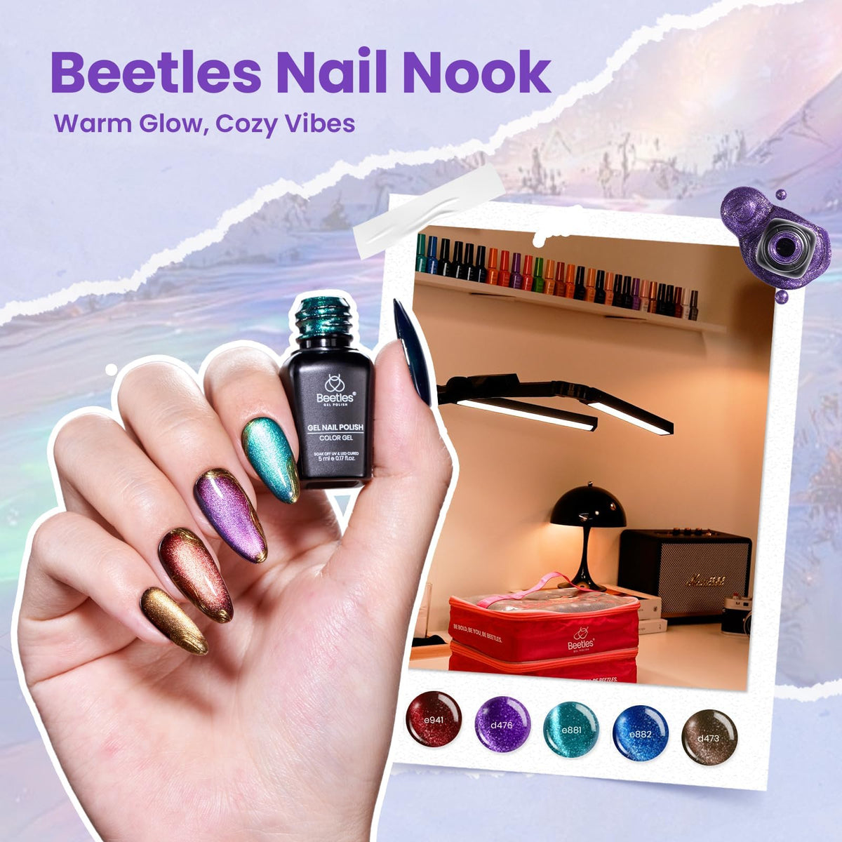 Beetles Cat Eye Gel Nail Polish Set, 36 Colors Magnetic Fall Gel Polish Kit