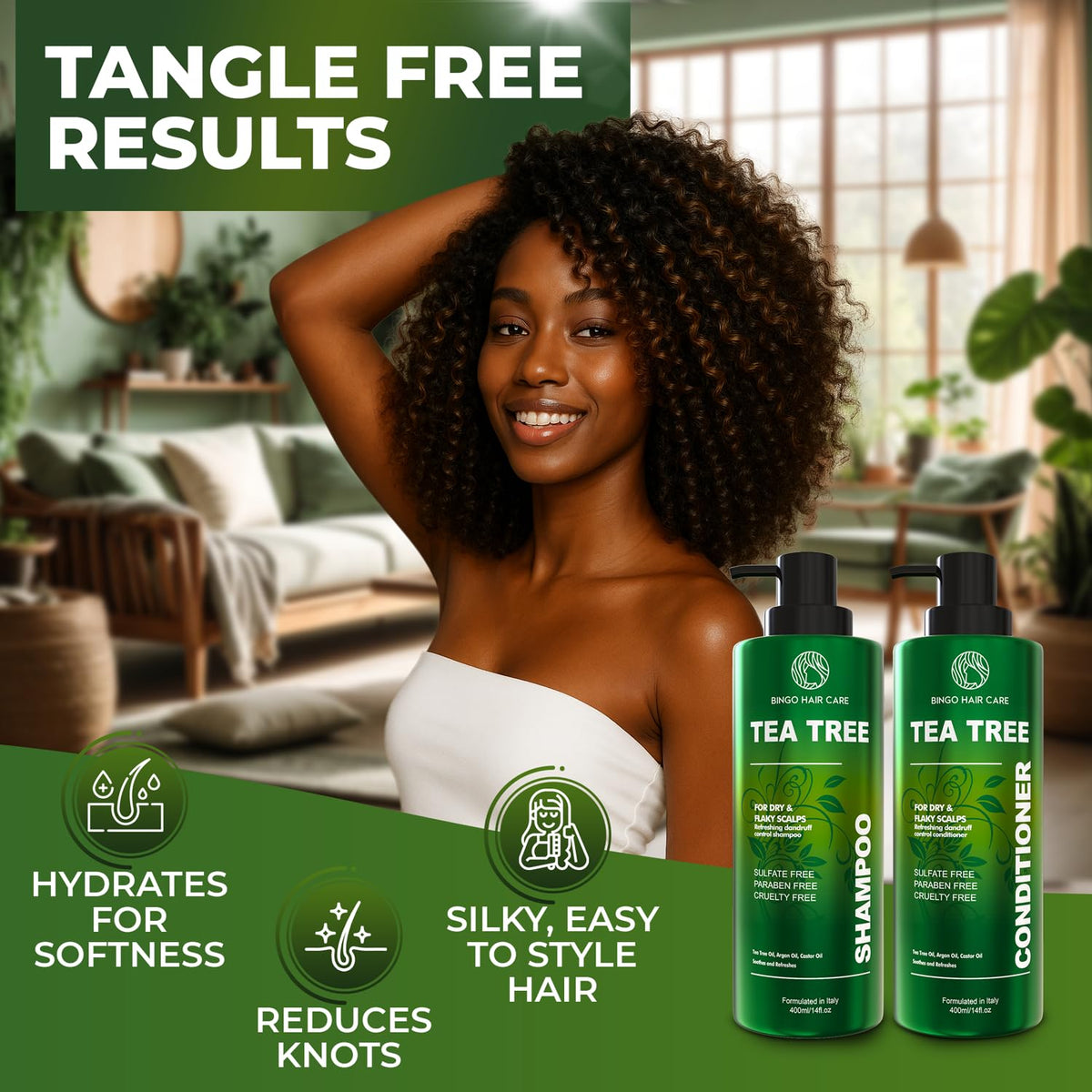 Curly Shampoo and Conditioner Set - Sulfate Free Moisturizing Formula - Deep Treatment for Curly and Permed Hair Women and Men - 14 Fl Oz (Set of 2)