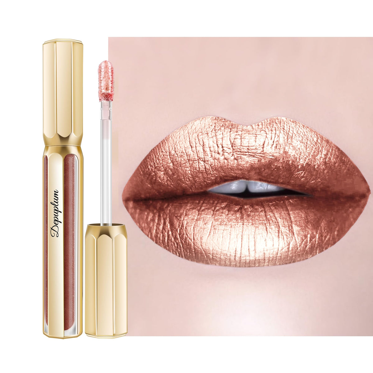 Depuplum Purple Lipsticks for Women Metallic Glitter Lipstick Long Lasting