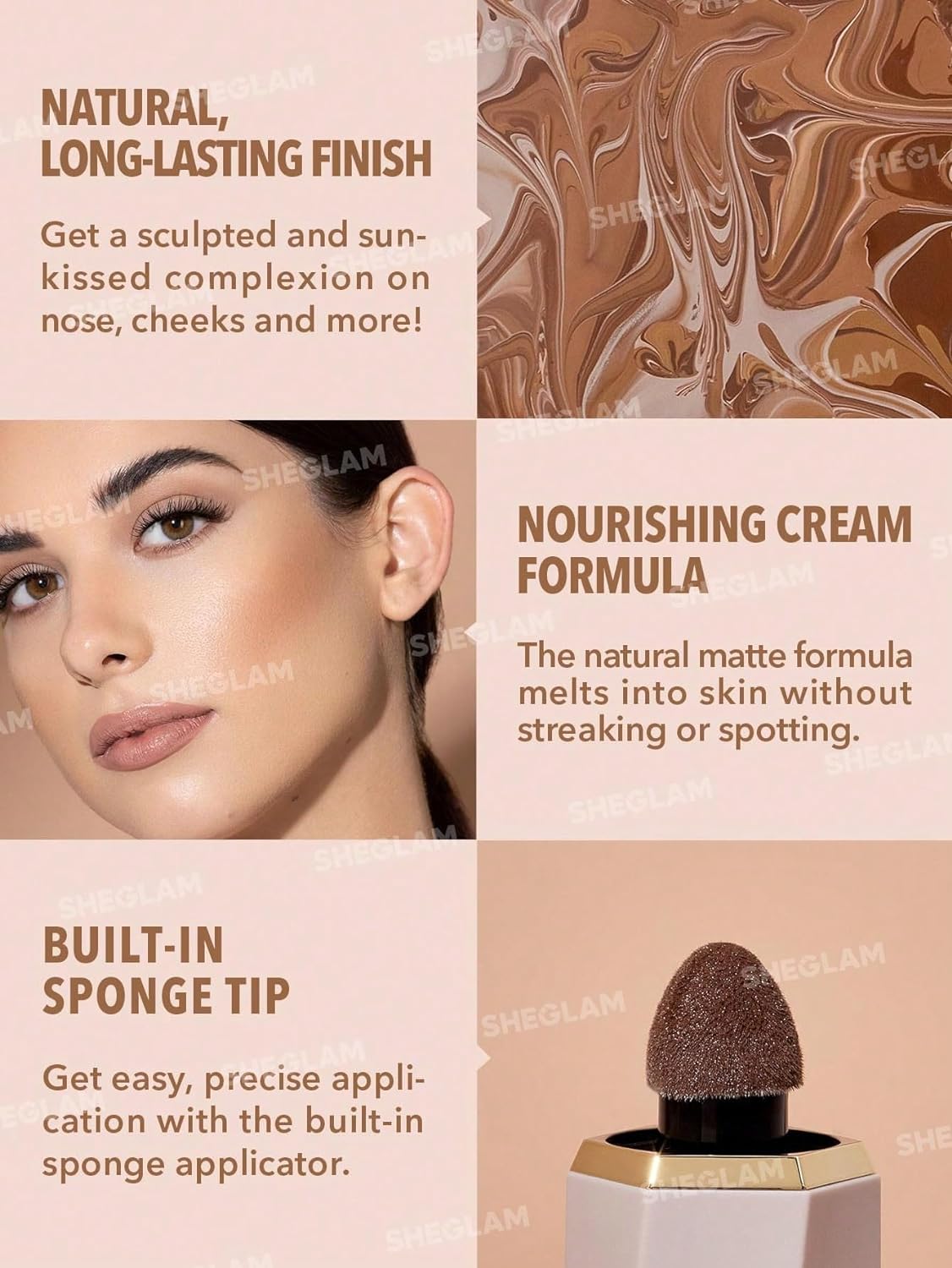 SHEGLAM Sun Sculpt Cool Toned Liquid Contour Stick Long Lasting Cream Bronzer Makeup - 01 Soft Tan