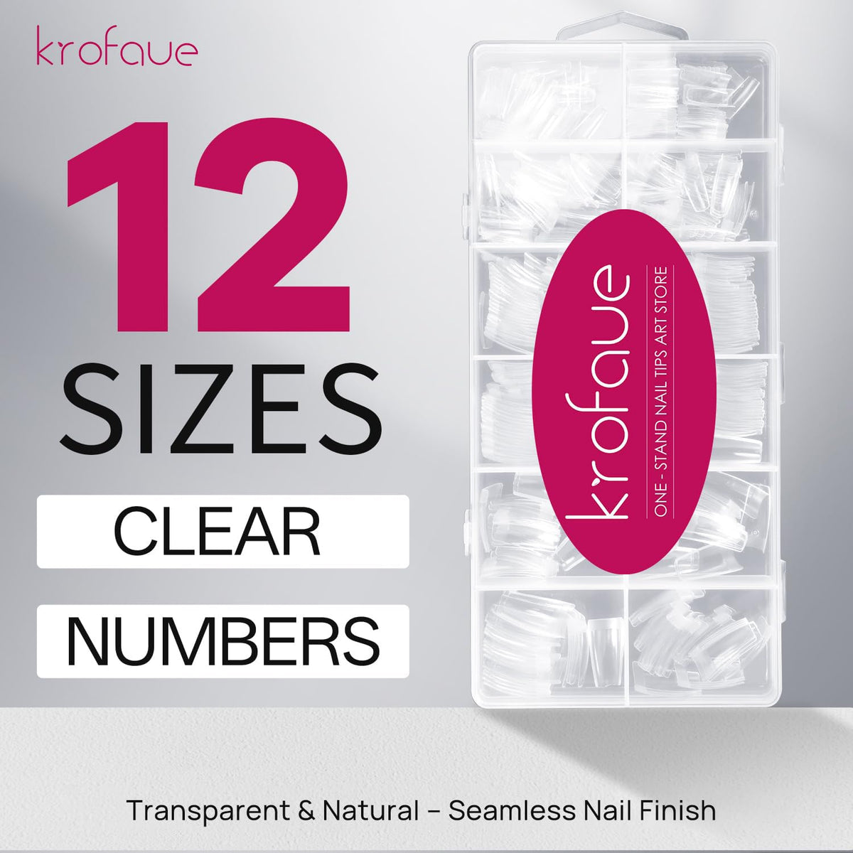 krofaue Extra Long Stiletto Nail Tips - False Clear Nais