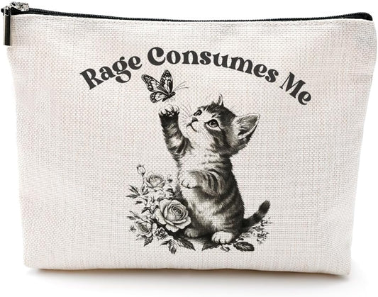 Cute Cat Stuff Makeup Bag Cat Gifts Funny Sarcastic Kitten Cottagecore Mental Health Cosmetic Bag for Women Animal Lovers Girl Daughter Friend Birthday Friendship Anniversary Christmas