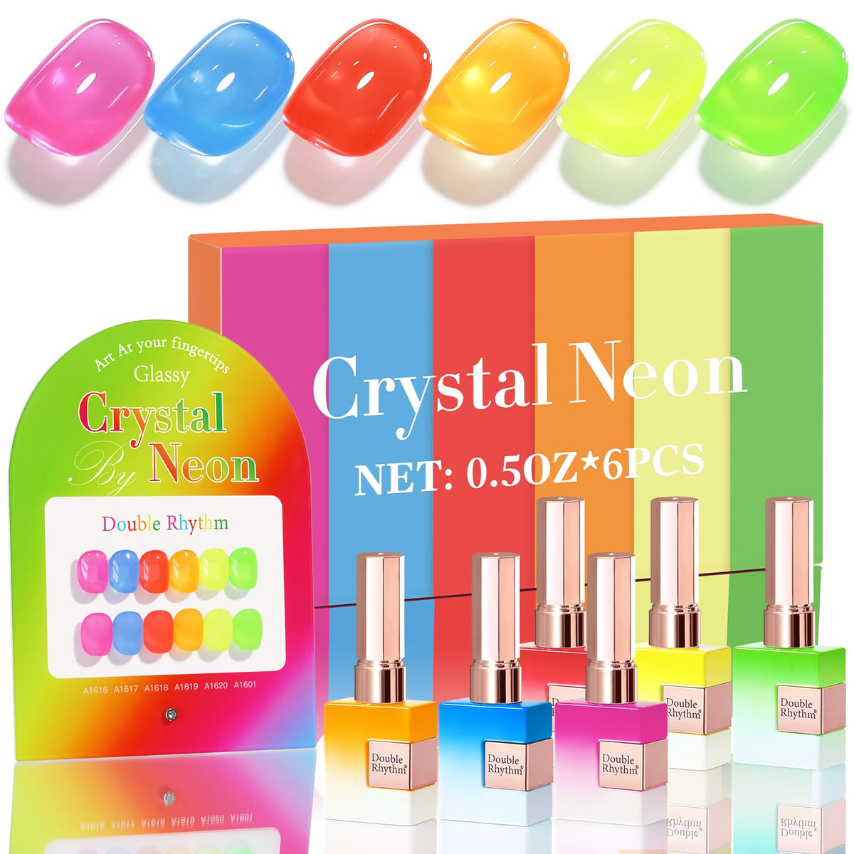 Double Rhythm 6 Pcs 15 ML Gel Polish Set Same Color Same Bottle Soak Off Gel Polish Kit Nail Art Manicure Salon DIY at Home for Women (Dark Light Brown Orange Maroon-T6-6)