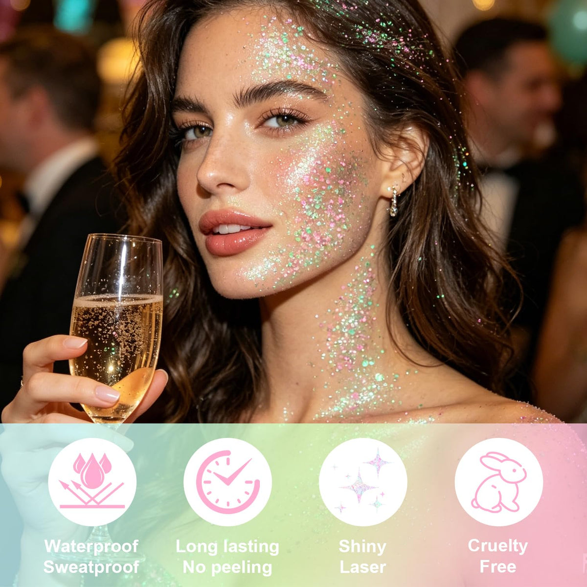 Scarman Hair and Body Glitter Spray, 1PC Glint-Rainbow Hairspray Powder