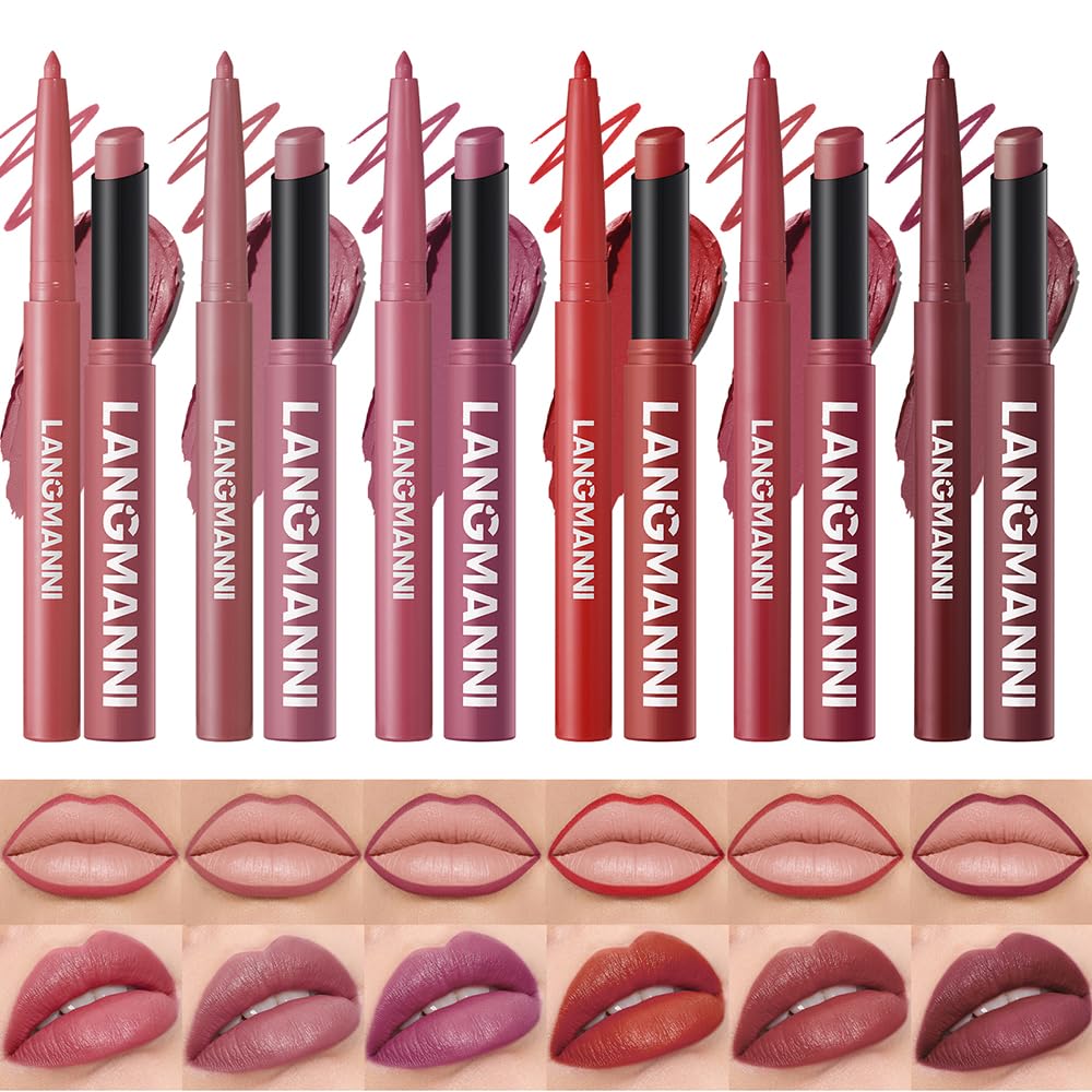 12Pcs Matte Liquid Lipstick and Lip Liner Set, Lip Makeup Combo (Set A)