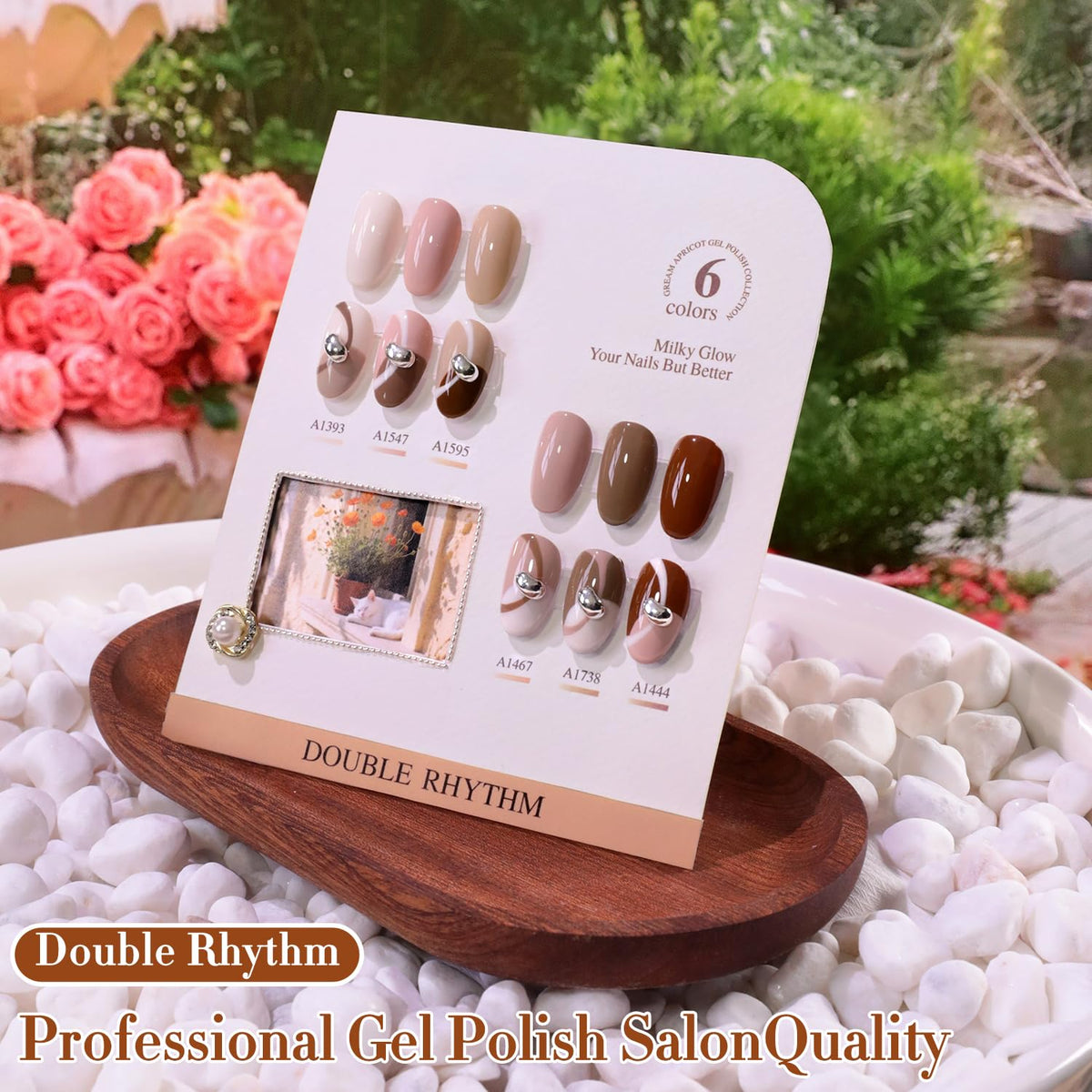 Double Rhythm 6 Pcs 15 ML Gel Polish Set Same Color Same Bottle Soak Off Gel Polish Kit Nail Art Manicure Salon DIY at Home for Women (Dark Light Brown Orange Maroon-T6-6)
