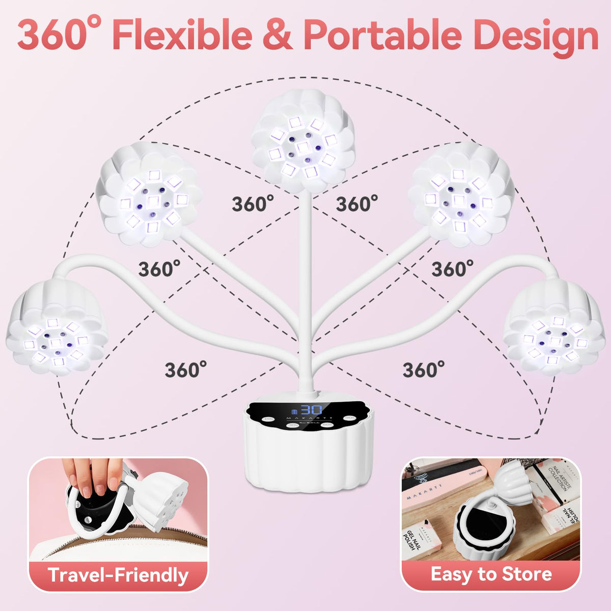 Makartt Cordless Gooseneck UV Nail Lamp for Gel-X Nails, Flash Cure