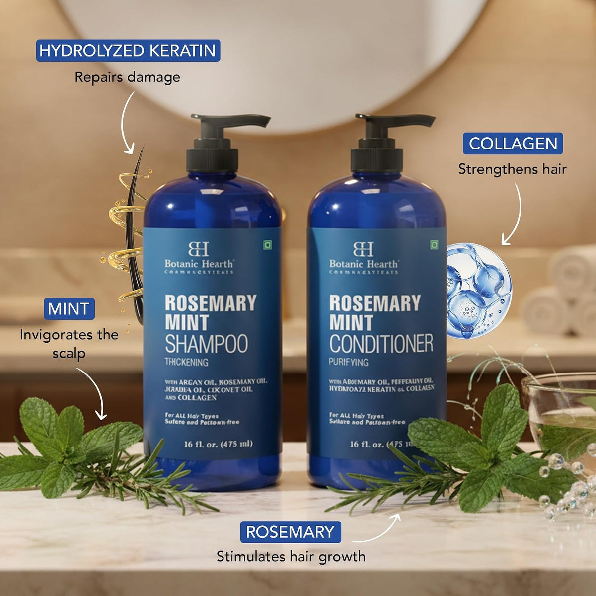 Botanic Hearth Tea Tree Shampoo And Conditioner Set - 16 Fl oz Each