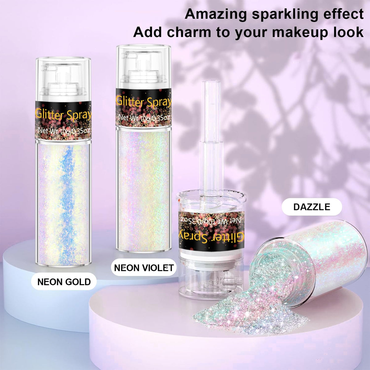 Scarman Hair and Body Glitter Spray, 1PC Glint-Rainbow Hairspray Powder