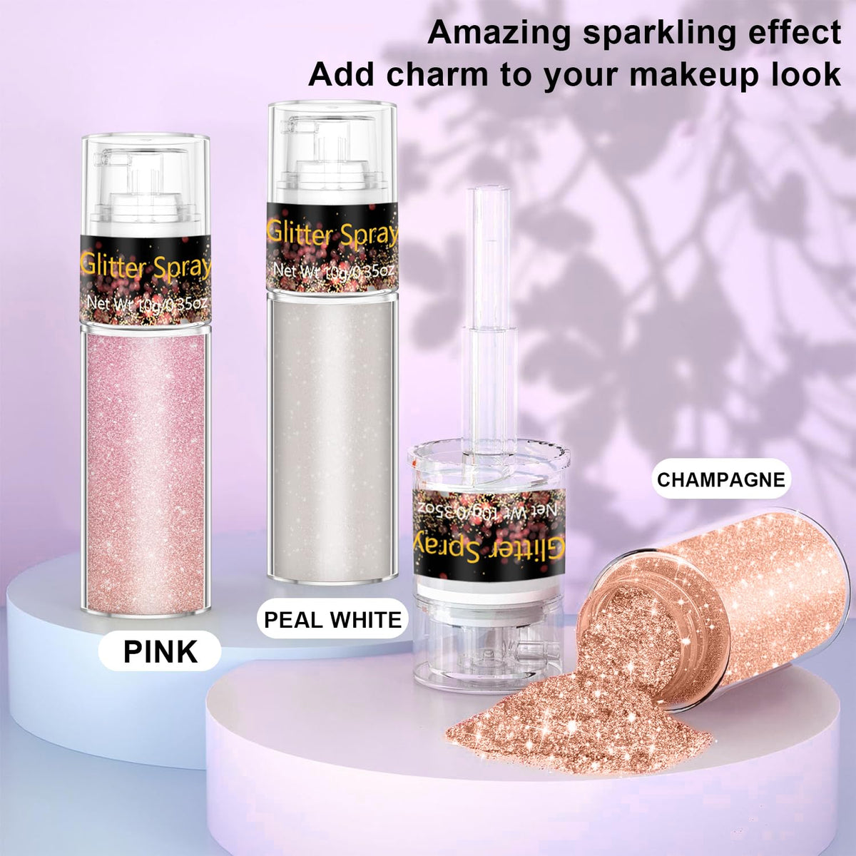 Scarman Hair and Body Glitter Spray, 1PC Glint-Rainbow Hairspray Powder