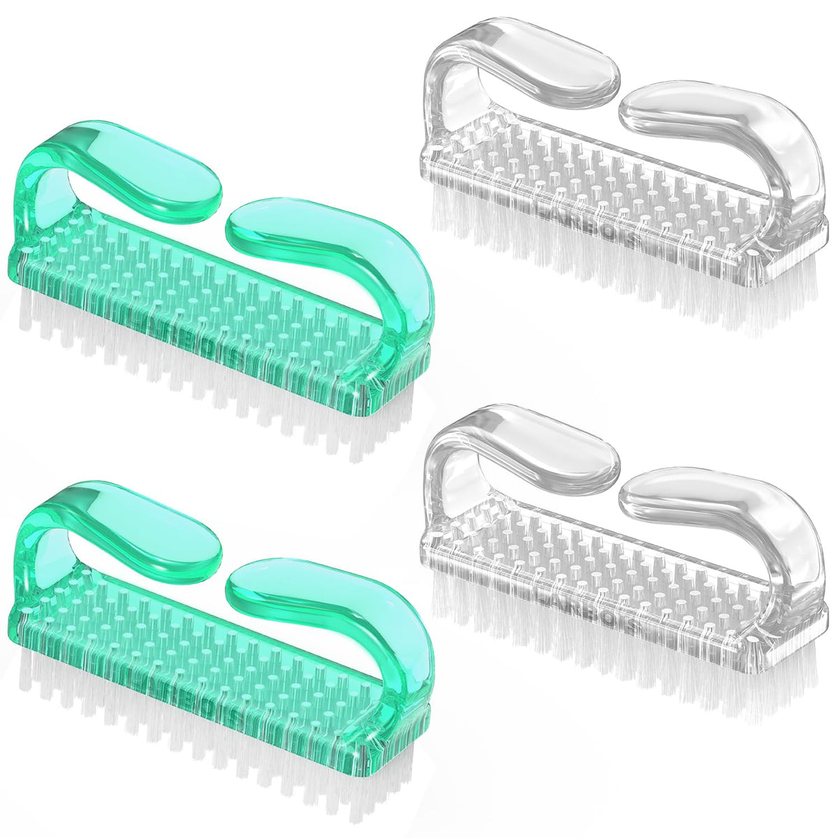 Larbois Handle Grip Nail Brush, Nail Brushes Hand Fingernail Brush Cleaner Scrubbing Kit Pedicure for Toes and Nails Men Women (4 Pack)