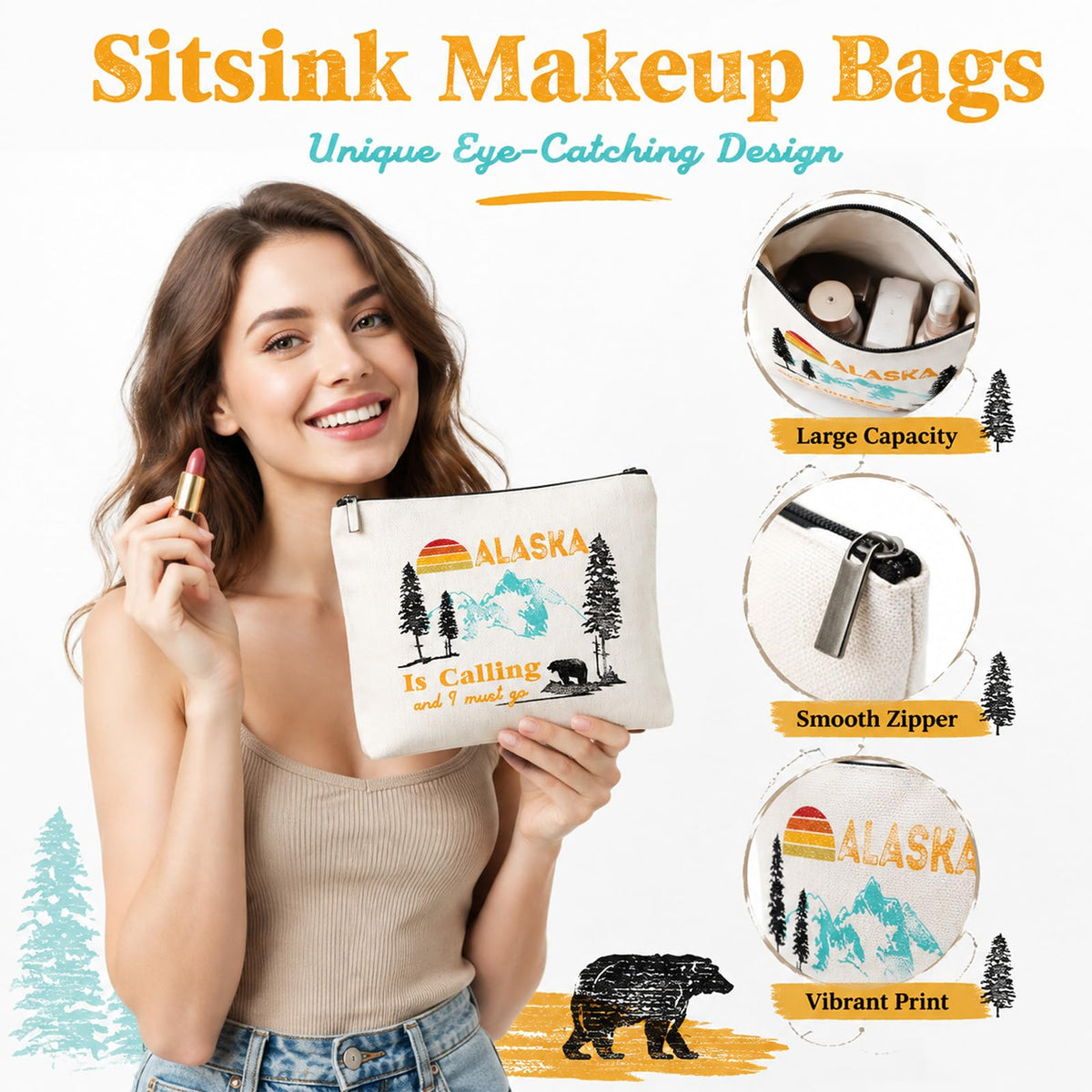 Sitsink Funny Sarcastic Gifts for Girls - Intersting Gifts for Girls Birthday. A Ray of Sarcastic Sunshine Every Single Day Makeup Bag, Cosmetic Bags Humor Sarcastic Gifts for Women Boss Coworker