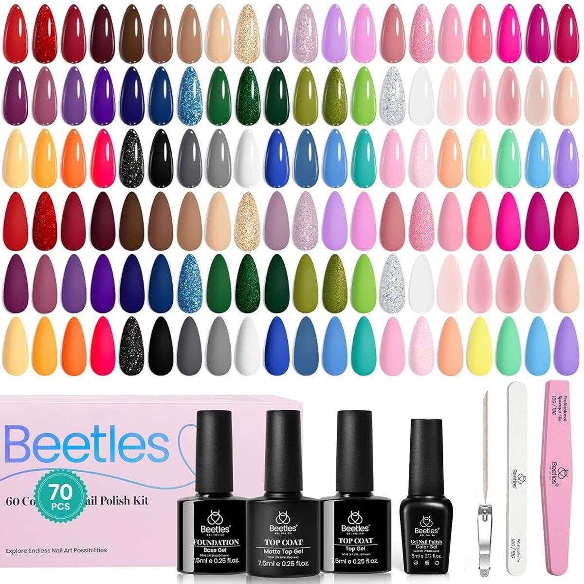 Beetles Cat Eye Gel Nail Polish Set, 36 Colors Magnetic Fall Gel Polish Kit