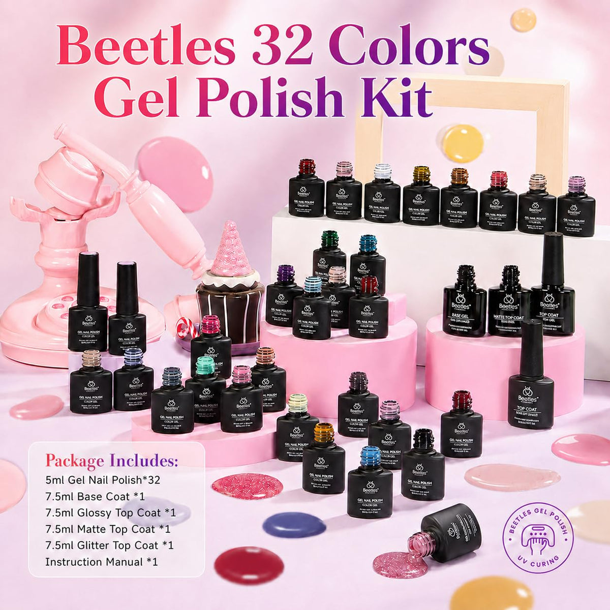 Beetles Fall Gel Polish Set, Fingertip Palette Collection, 32 Colors
