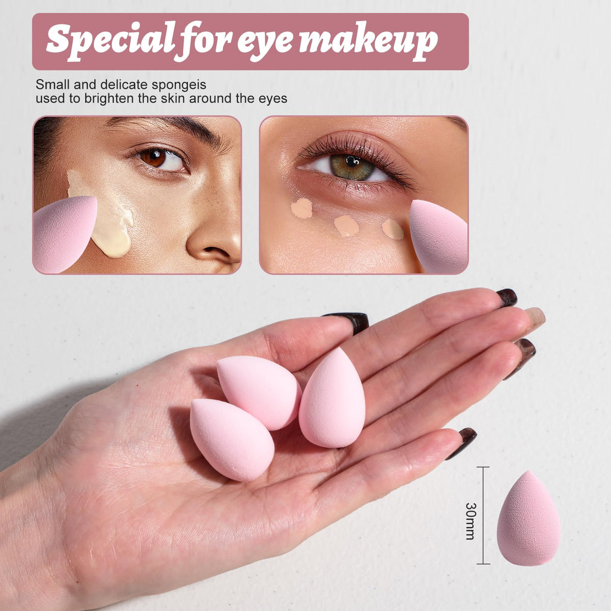 Makeup Sponge Set BS-MALL Triangle Puff 14PCS Non-Latex Beauty Blender Sponges with Travel Case, Soft Makeup Puff for Foundation, Concealer, Cream & Powder, Face & Eye Blending for Sensitive Skin