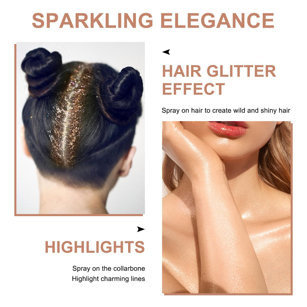 Hair and Body Glitter Spray, Shimmering Powder Sparkle Powder Makeup, Glitter Loose Sparkle Makeup for Body Highlighter,Festival Prom Rave Accessories (Glint-Rainbow)