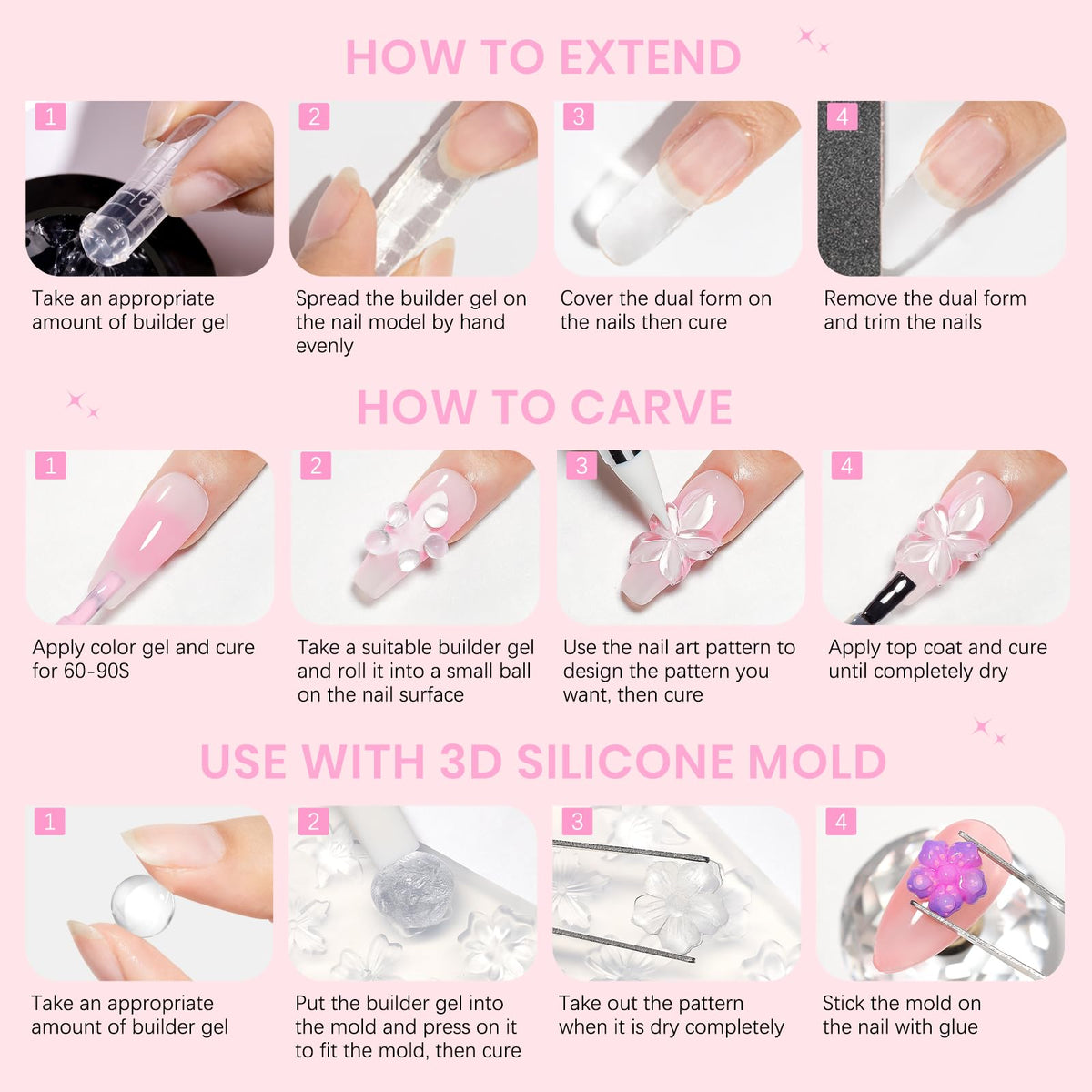 3D Gel for Nail Art, Clear 3d Sculpting Gel for Nail Art