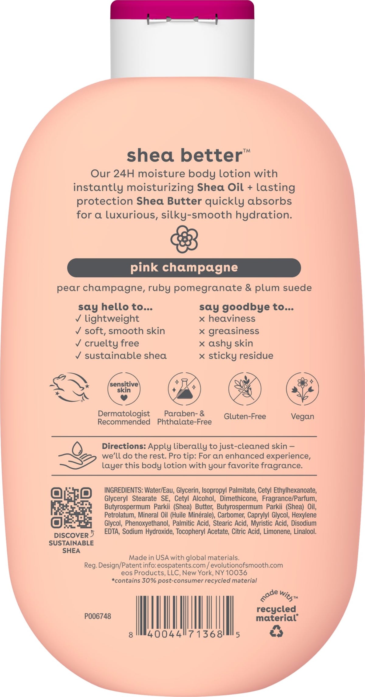 eos Natural Shea Better Body Lotion, Fresh & Cozy, 16 fl oz