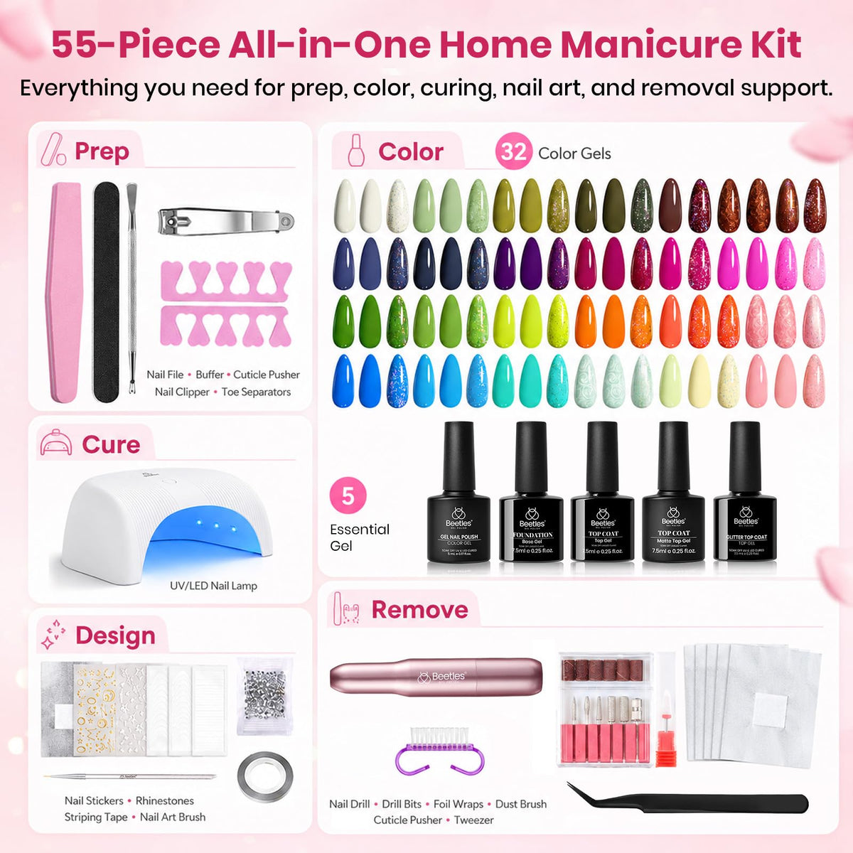 Beetles Fall Gel Polish Set, Fingertip Palette Collection, 32 Colors