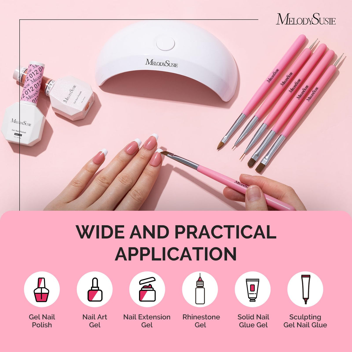 MelodySusie Nail Art Brushes Set, 6pcs Nail Art Design Pen Painting Tools