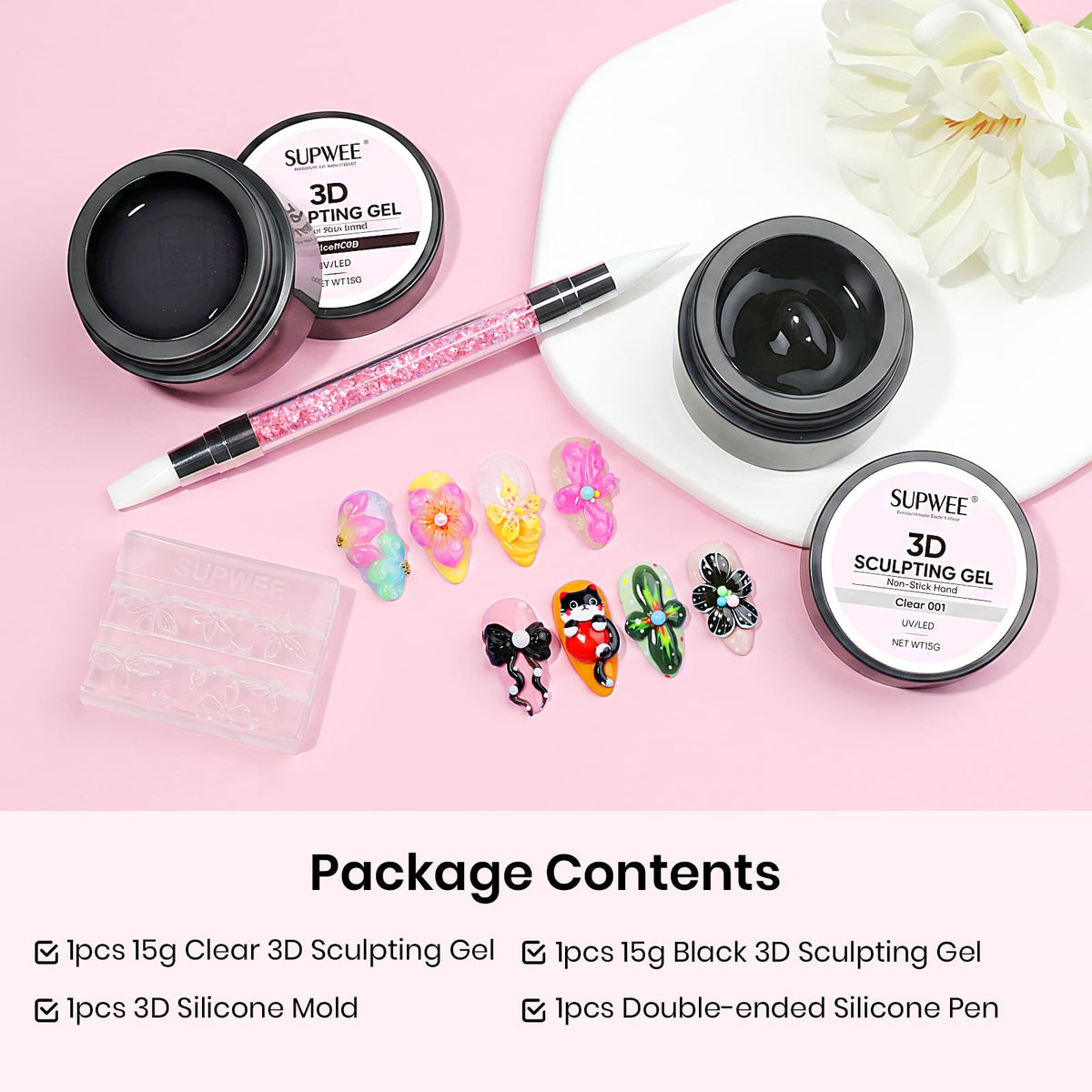 3D Gel for Nail Art, Clear 3d Sculpting Gel for Nail Art