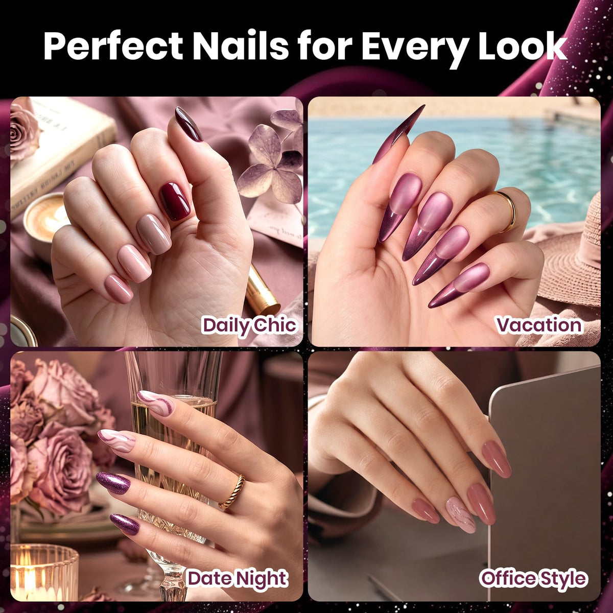Beetles Fall Gel Nail Polish Set, 23Pcs Brown Burgundy Red Nude Pink
