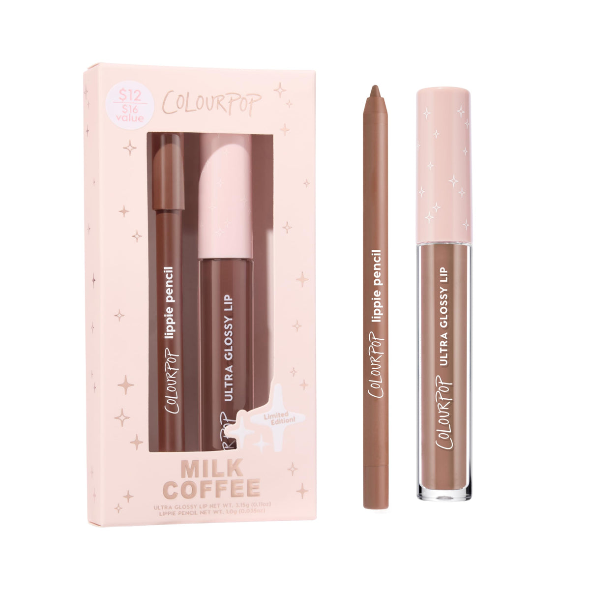 ColourPop Dream Duo Lip Kit - High-Pigment, Long-Lasting & Sharpenable Lip Liner and Lip Gloss with High-Impact Color - Includes Shades Five Stars & Pasadena (2 Count)