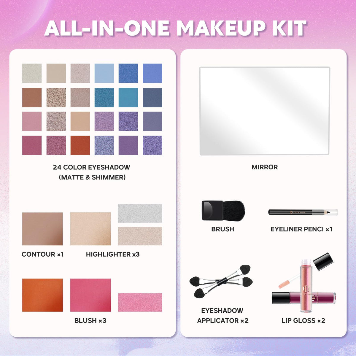 Color Nymph Makeup Kit for Teens Girls Beginners Travel Make up Set Green
