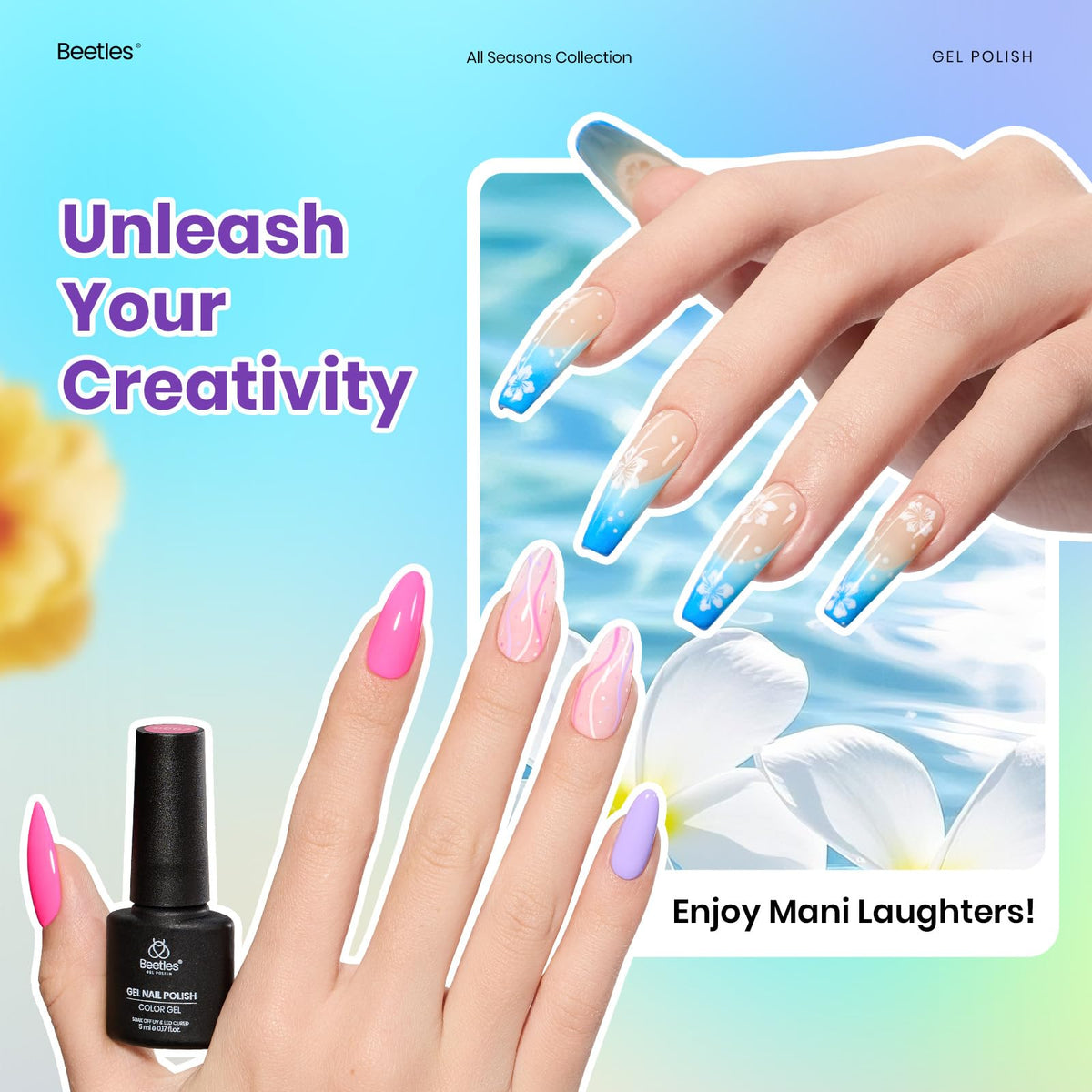 Beetles Gel Nail Polish Set, 63 PCS 55 Colors Gel Polish Kit with Base Coat
