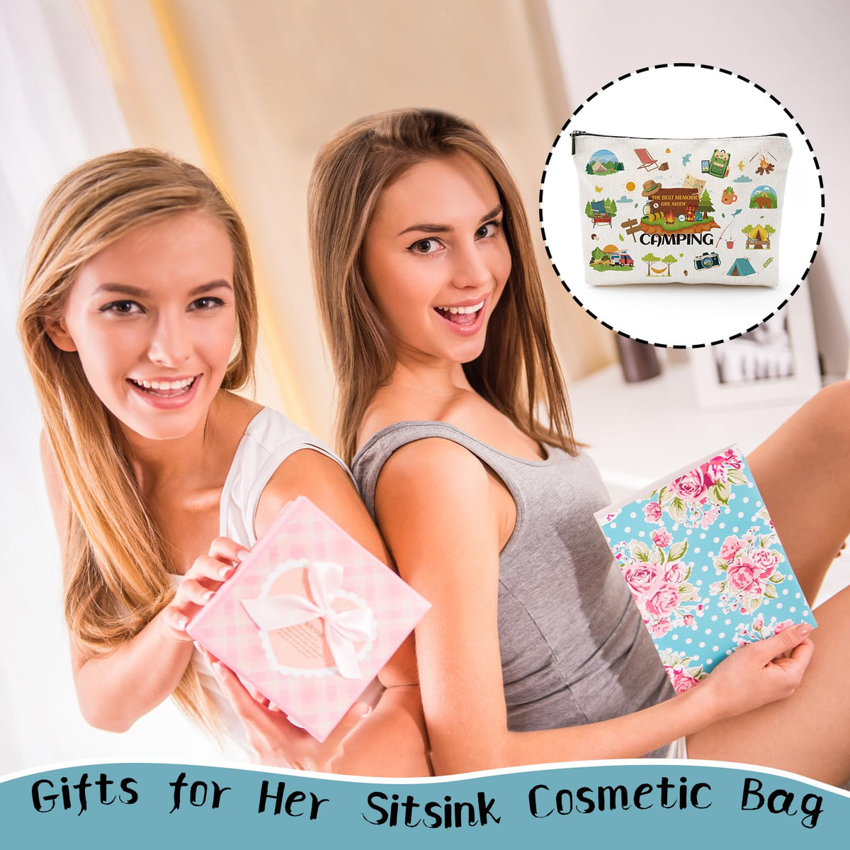 Sitsink Funny Sarcastic Gifts for Girls - Intersting Gifts for Girls Birthday. A Ray of Sarcastic Sunshine Every Single Day Makeup Bag, Cosmetic Bags Humor Sarcastic Gifts for Women Boss Coworker