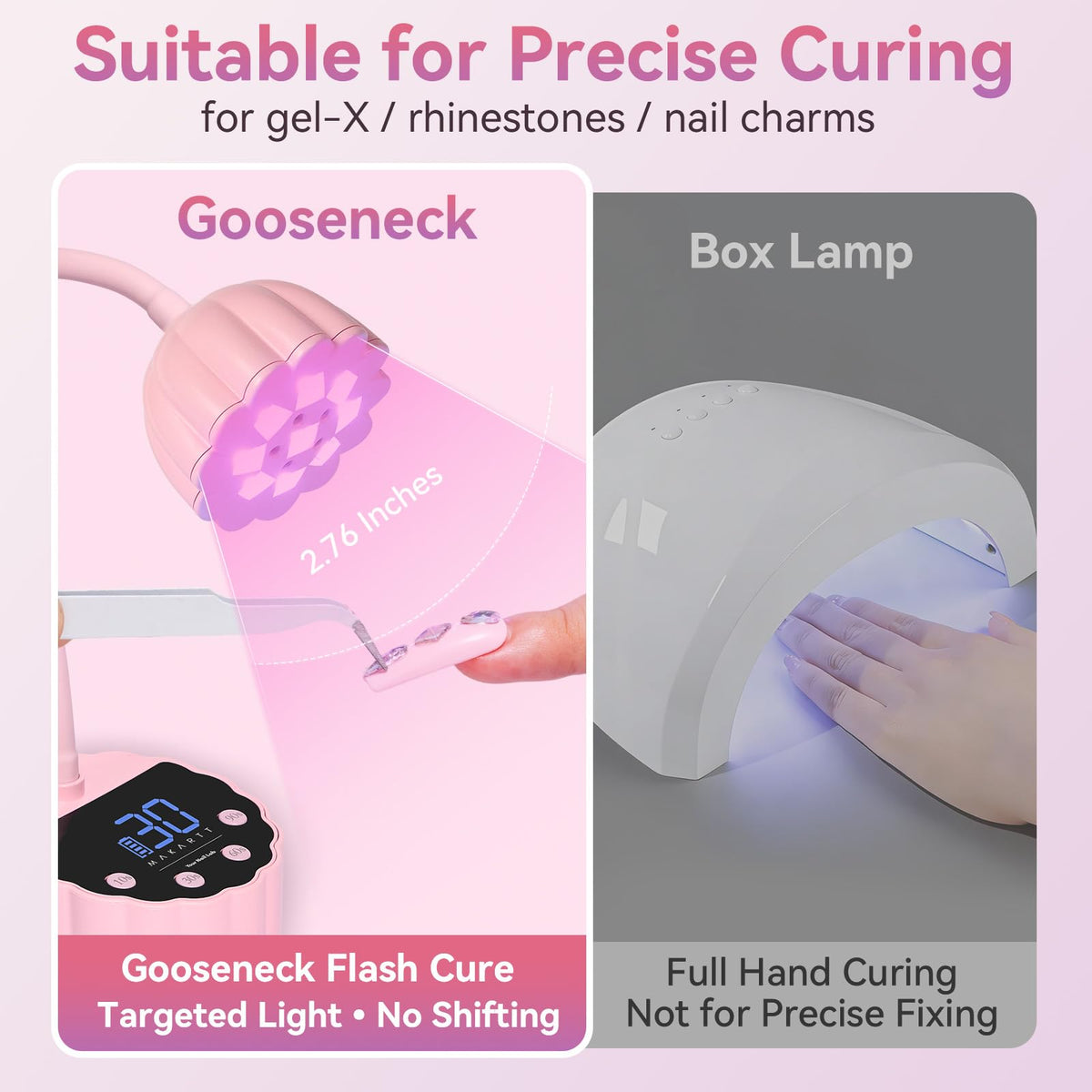Makartt Cordless Gooseneck UV Nail Lamp for Gel-X Nails, Flash Cure
