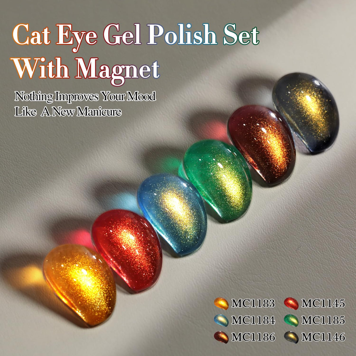 Double Rhythm Cat Eye Gel Nail Polish Set of 6 Same Color Same Bottle 0.5 Oz Shimmer Glitter with Magnet Holographic Magnetic UV Nail Polish Kit (Blush Fuchsia Magenta Purple Violet Lavender -T6-107)